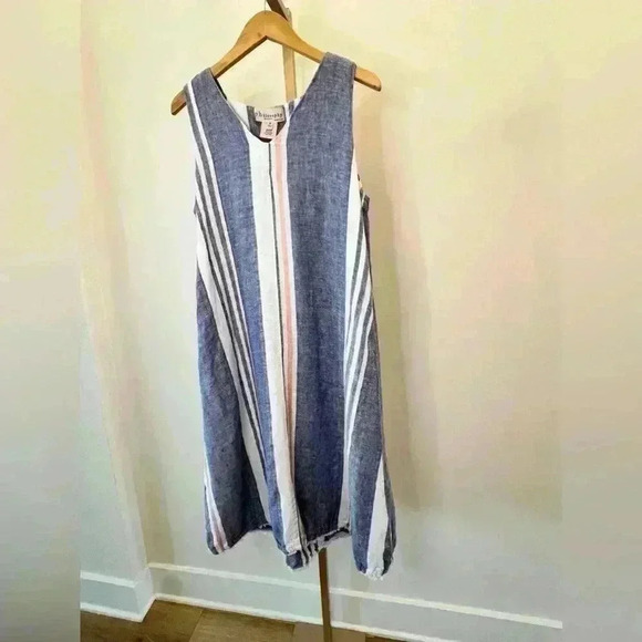 Philosophy Women's Striped Shift Dress M Multicolor Sleeveless Casual Linen - Picture 5 of 10
